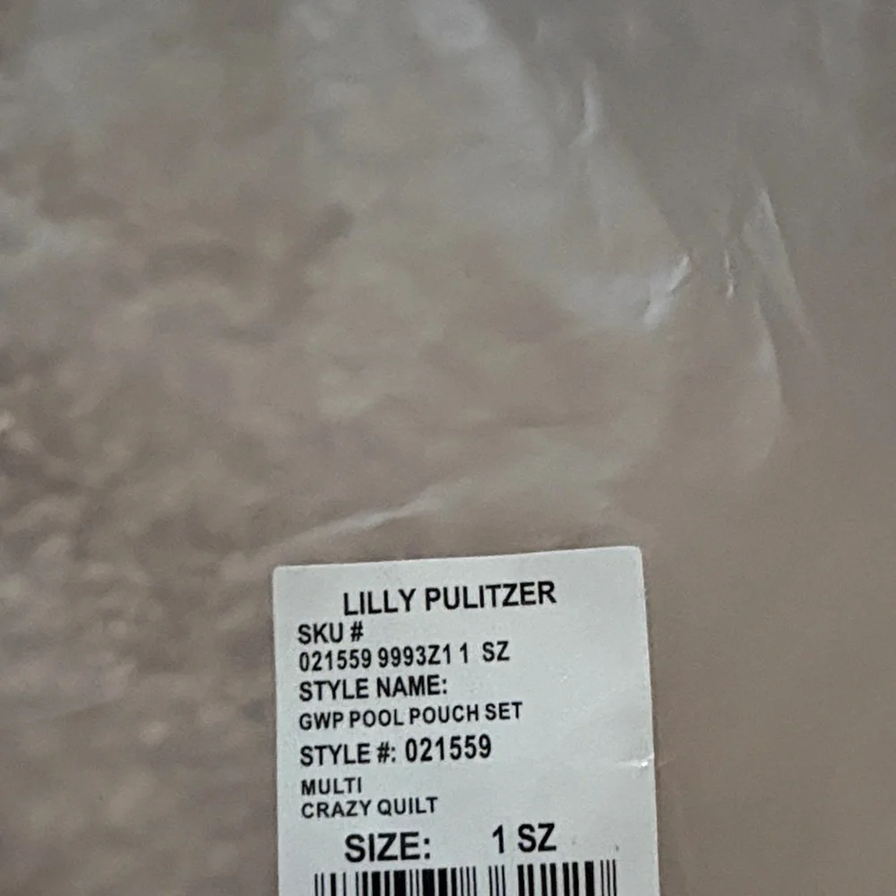 Lilly Pulitzer Multi-Color Crazy Quilt Pouch Plastic Waterproof Pool Bag - Picture 2 of 7